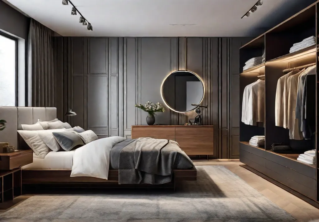 A bedroom scene post decluttering showcasing a minimalist design with strategically placed