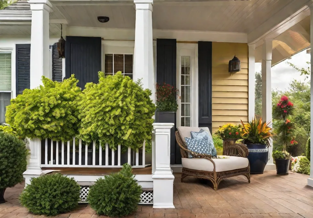 A before and after photo of a front porch makeover