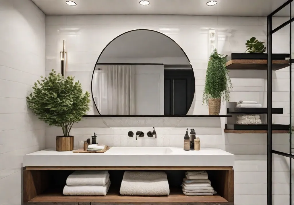 A bright and airy small bathroom with a floating vanity