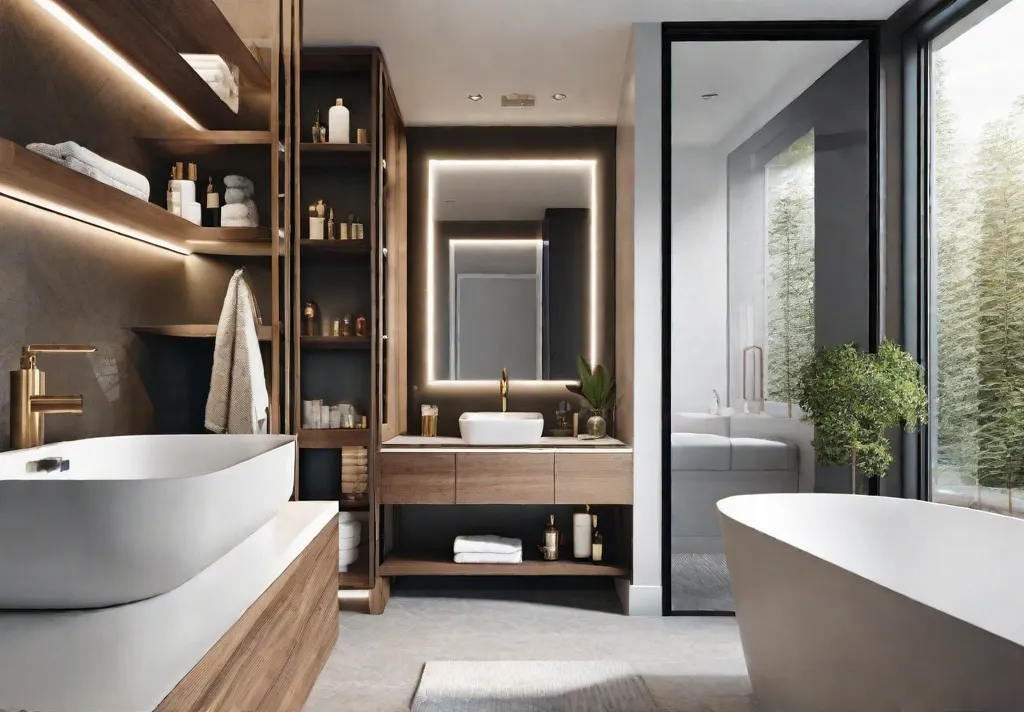 A bright and airy small bathroom with a sleek floating vanity