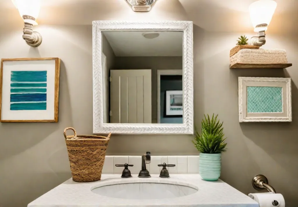 A bright and airy small bathroom with white subway tile walls