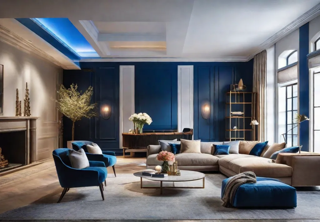 A bright living room enhanced by strategic lighting