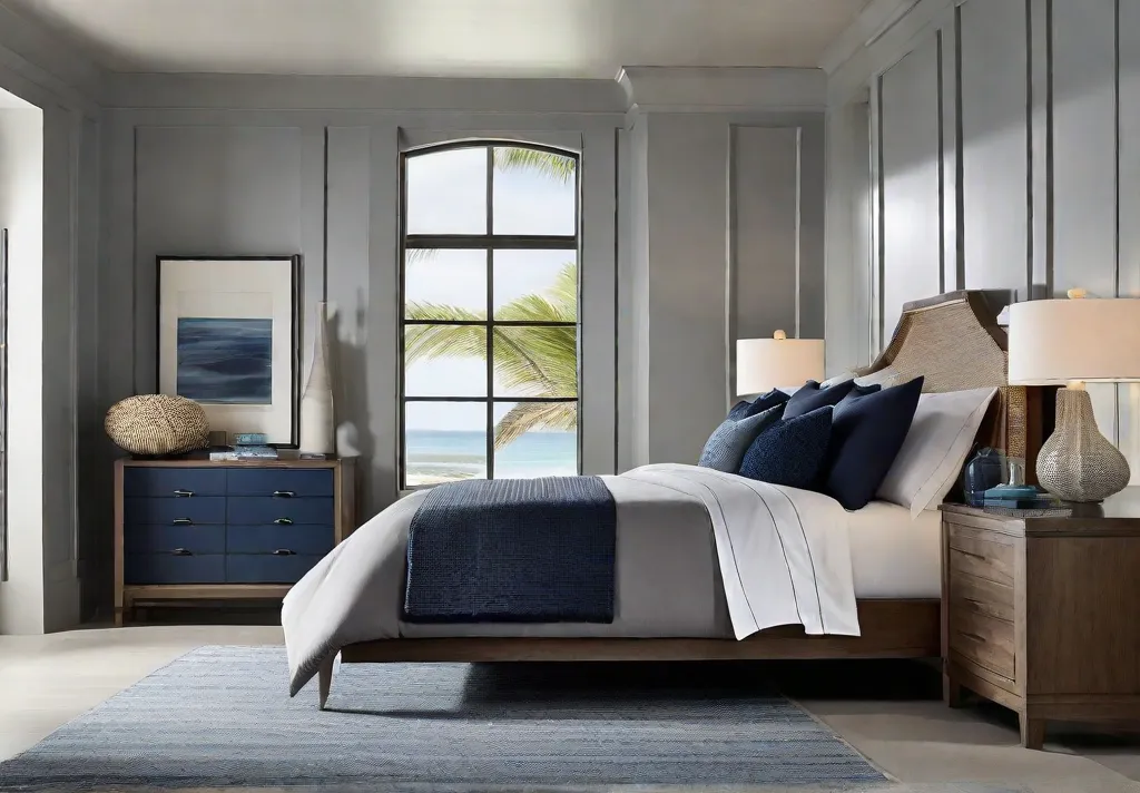 A coastalinspired bedroom that brings the calm of the ocean indoors with