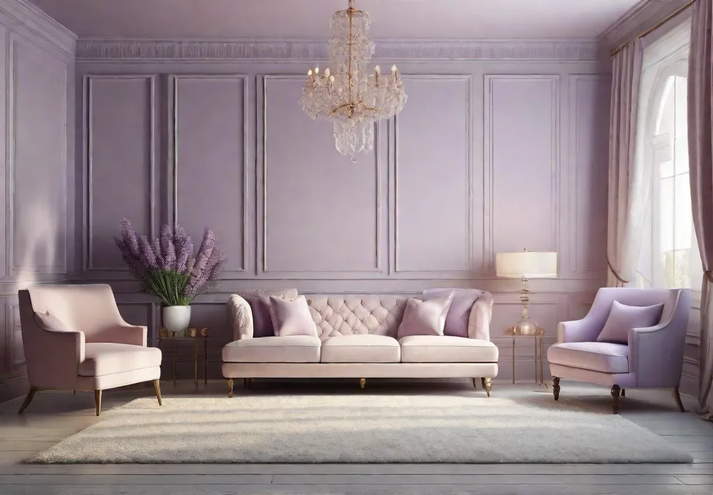 A cozy corner featuring walls in a soothing pastel lavender