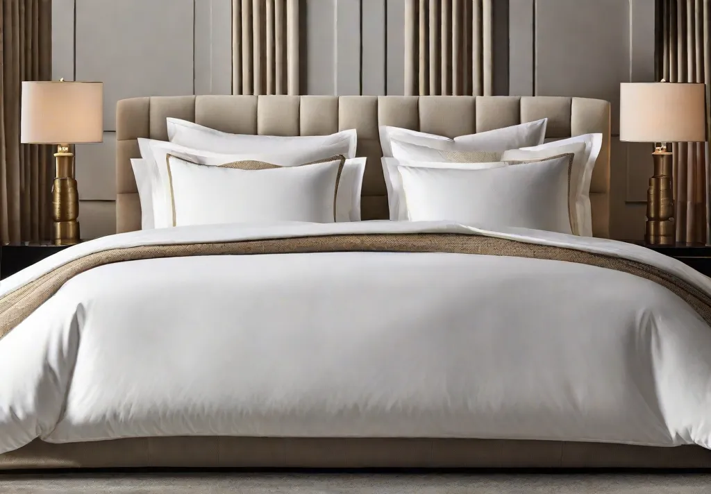 A detailed view of a luxury bed layered with organic cotton and