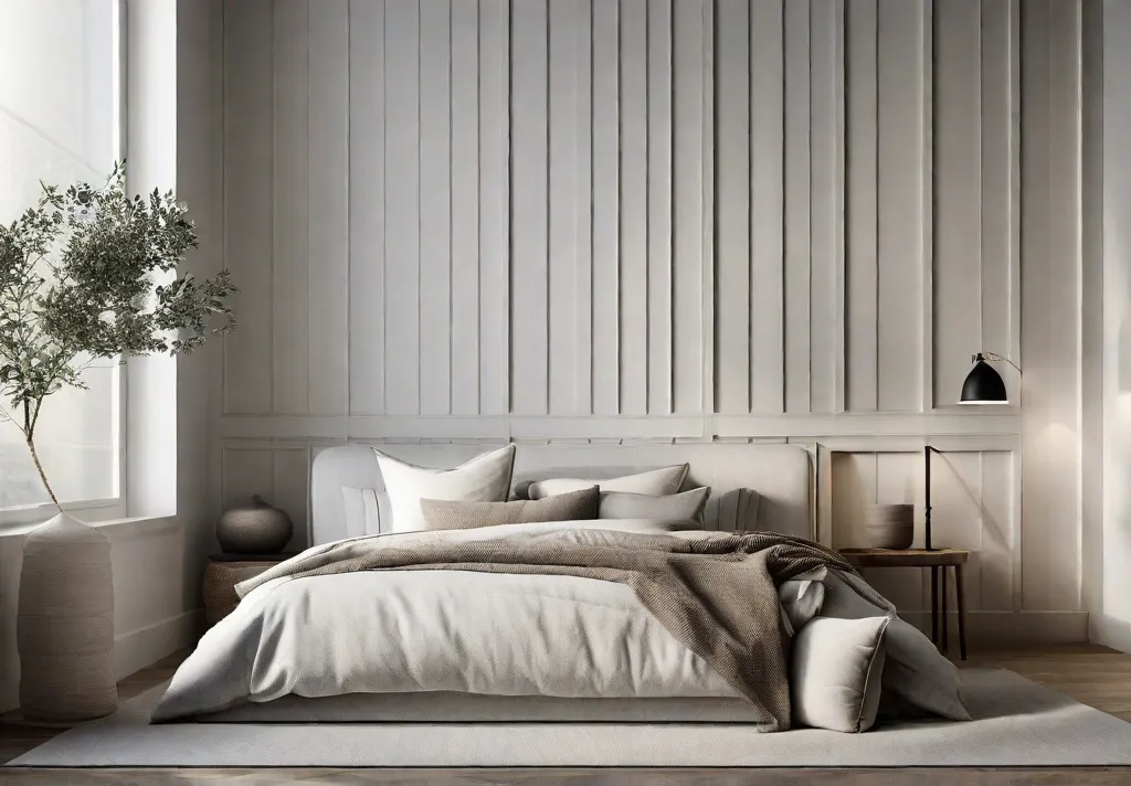 A detailed view of bed linens and pillows in a minimalist bedroom 1