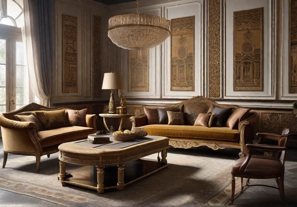 A living room that pays homage to historical motifs