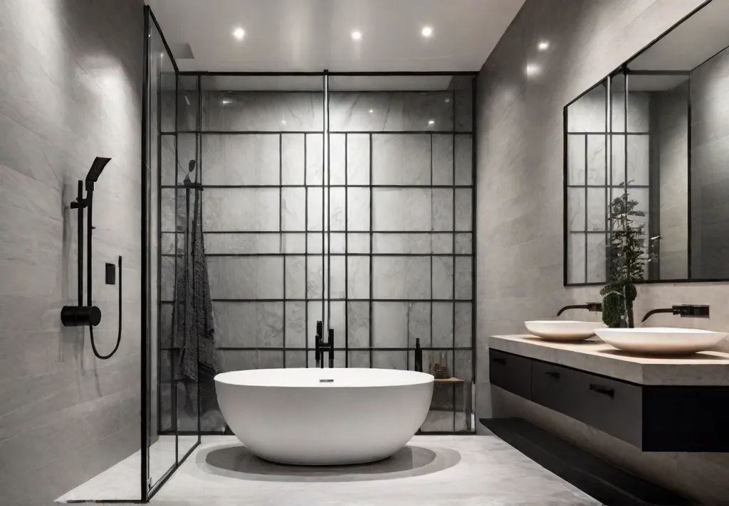 A luxurious shower with a rainfall showerhead