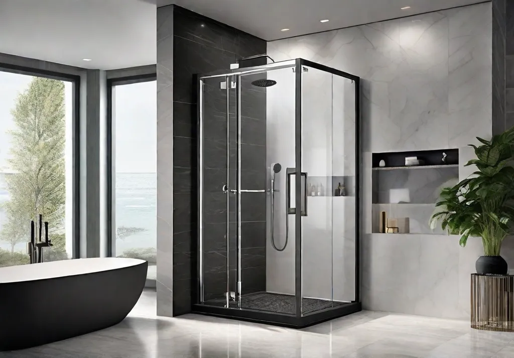 A modern and luxurious bathroom shower with digital temperature control