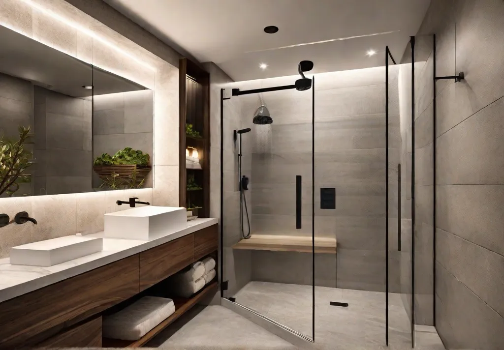 A modern and luxurious shower with a walk in design