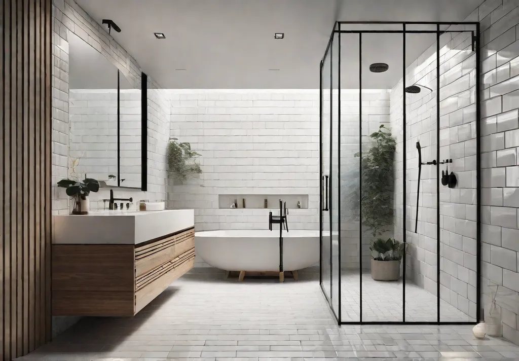 A modern bathroom with a luxurious showerhead that has multiple spray patterns