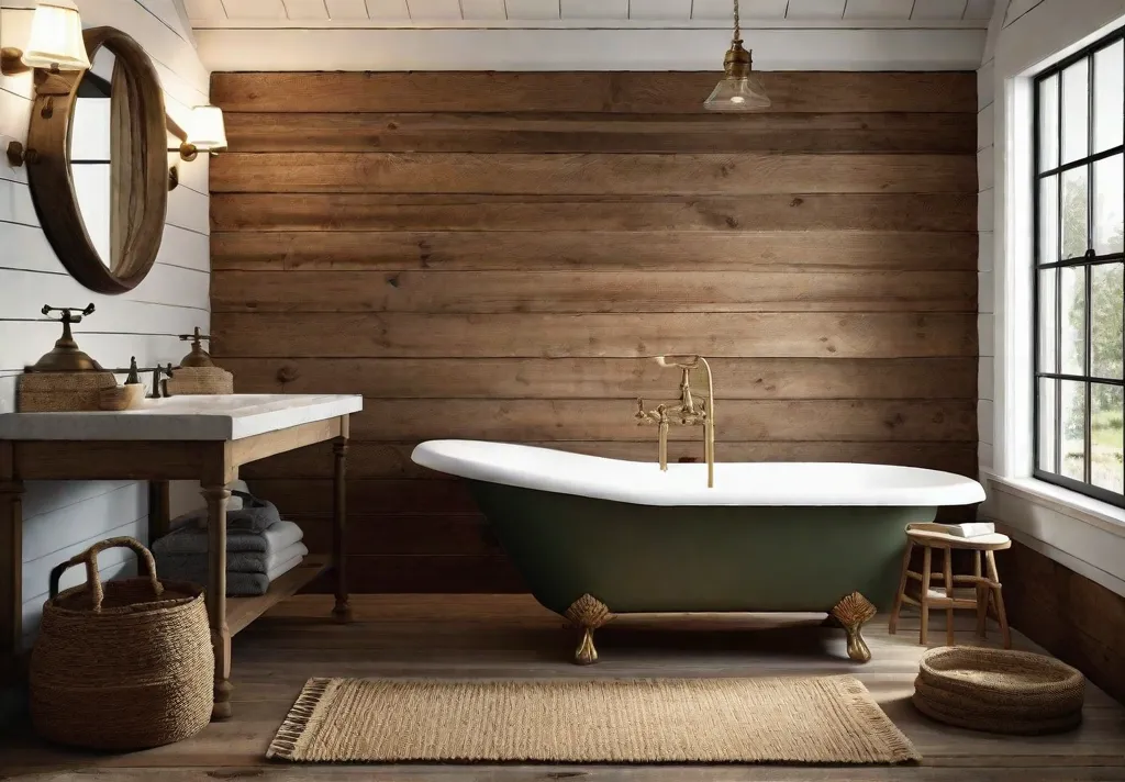 A rustic bathroom with a vintage clawfoot bathtub