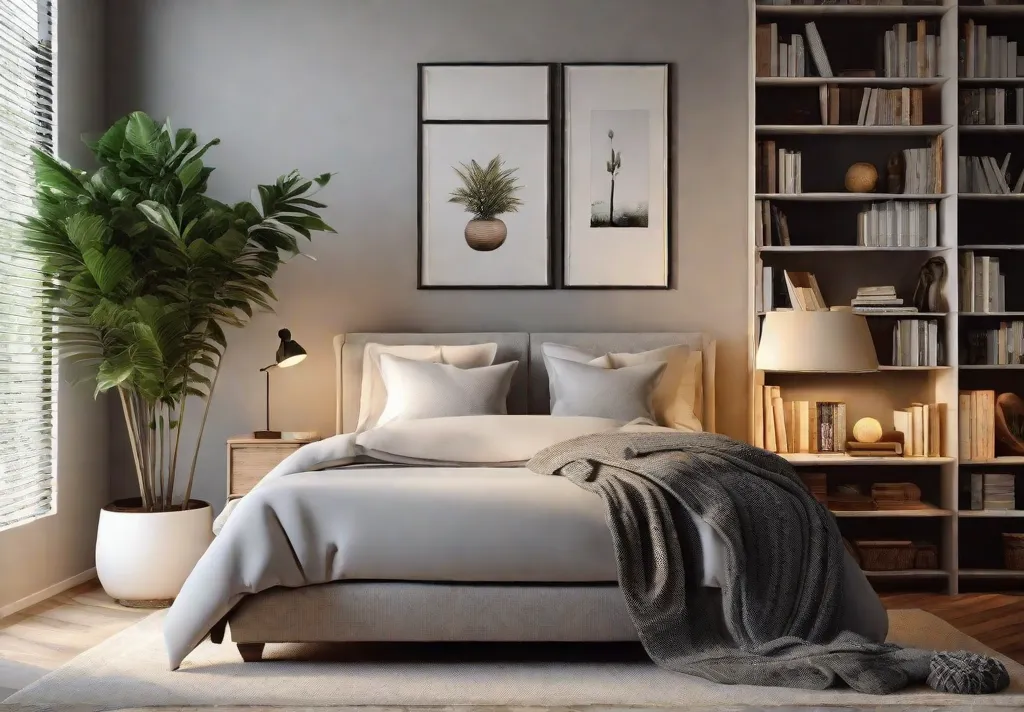 A serene and cozy personal retreat corner in a bedroom