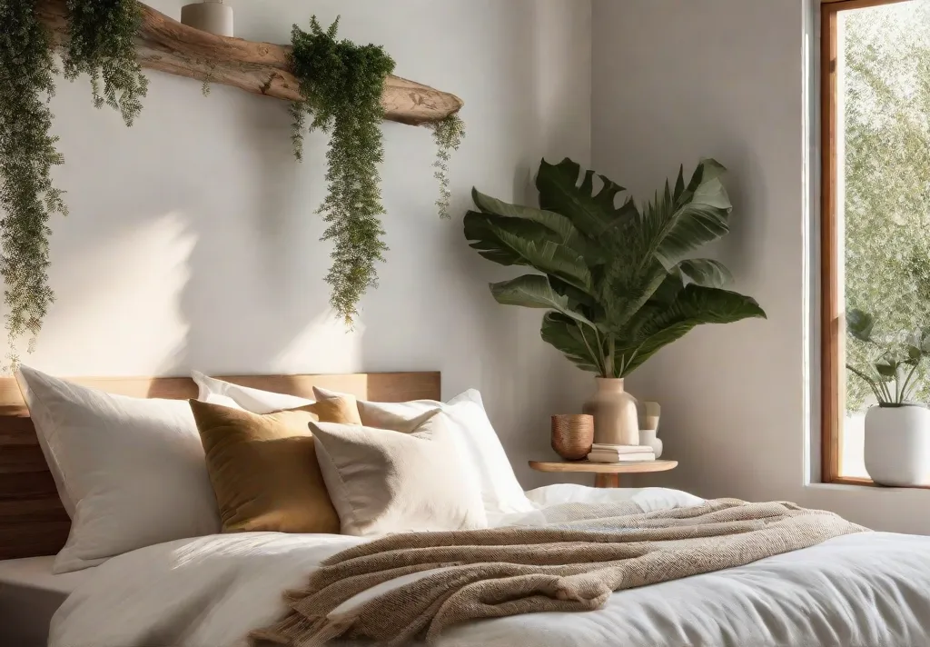 A serene and tranquil bedroom with soft