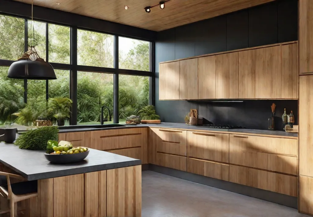 A serene ecofriendly kitchen design featuring cabinetry adorned with sustainable hardware options