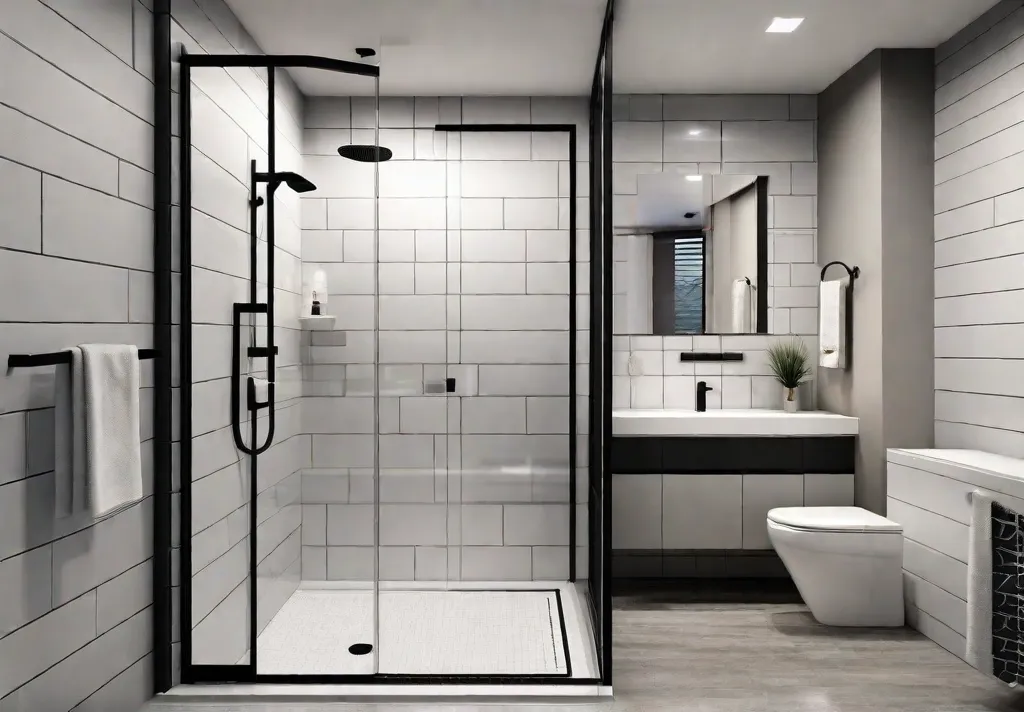 A small bathroom with a modern design