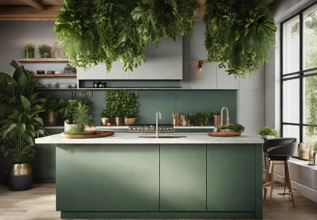 A small kitchen corner transformed into a lush green oasis