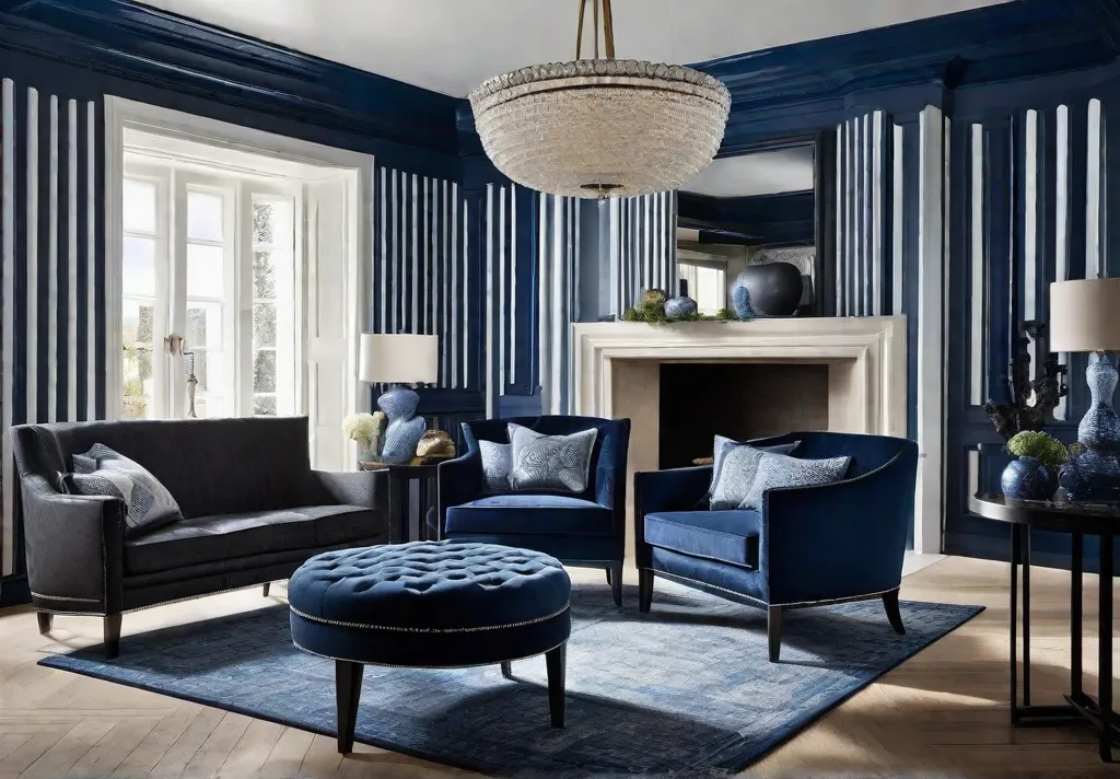 A sophisticated space dominated by a monochromatic scheme of deep blues