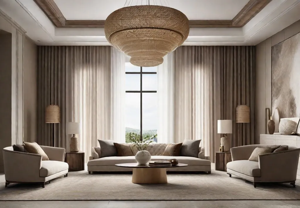 An elegant living room showcasing an array of earthy neutrals