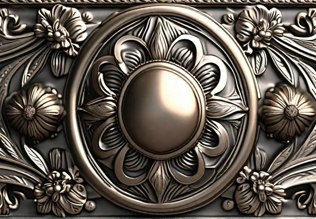 Closeup of an ornate patterned hardware piece demonstrating how decorative details can