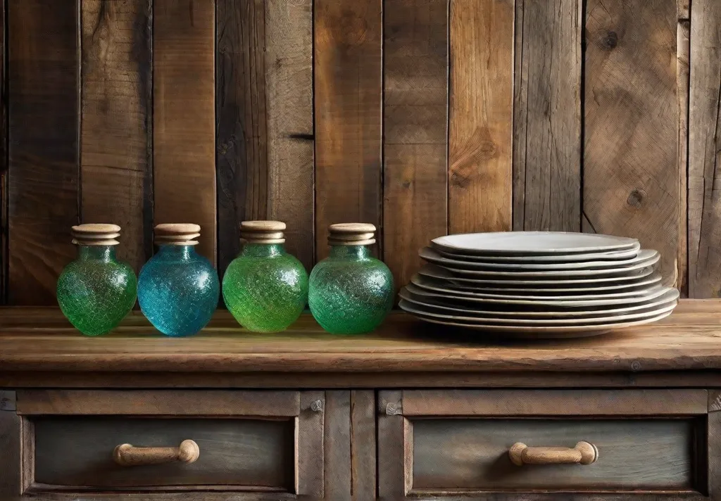 Vivid scene of a kitchen cabinet adorned with recycled glass knobs standing