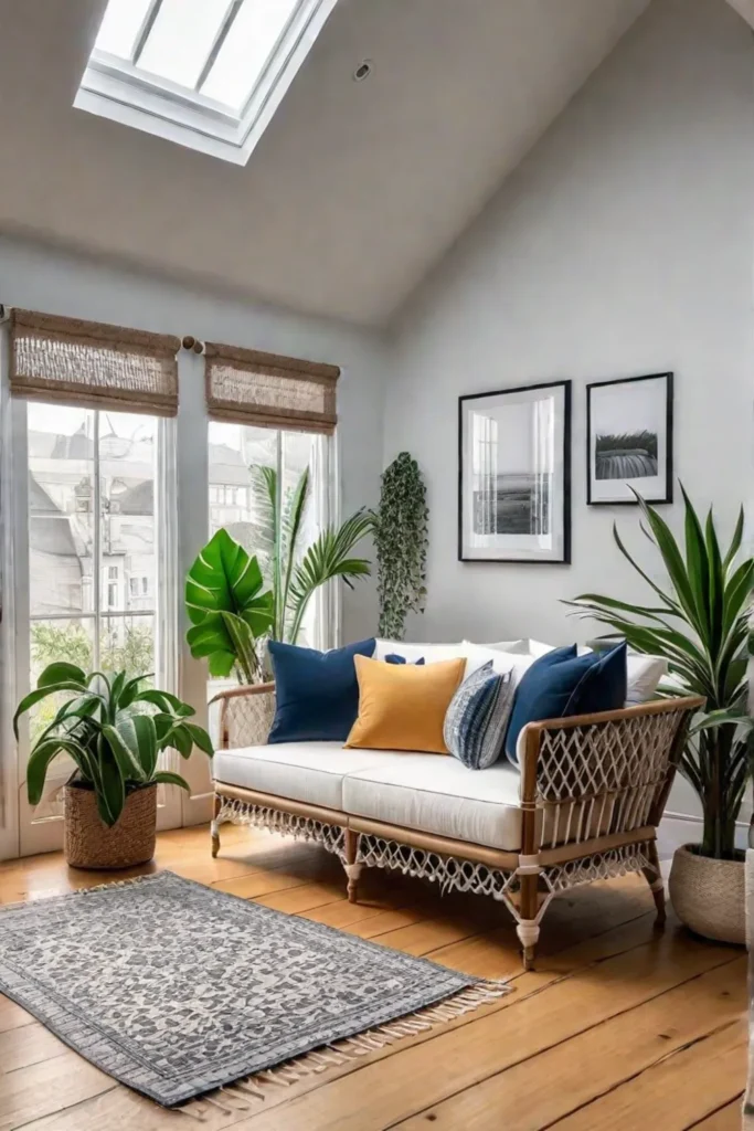 A bright and airy living room with a large skylight a DIY