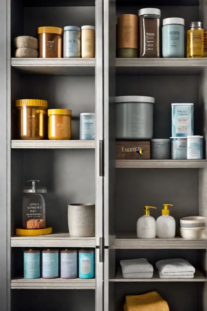 A closeup of a stylish clear container with a scoop filled with_resized