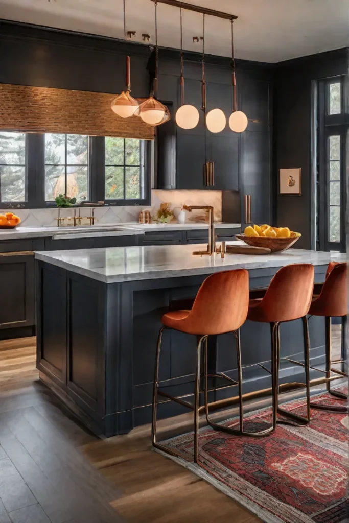 A contemporary kitchen with matte charcoal gray cabinetry sleek black appliances a