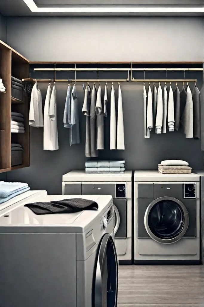 A family laundry sorting station with colorcoded hampers for whites darks and_resized