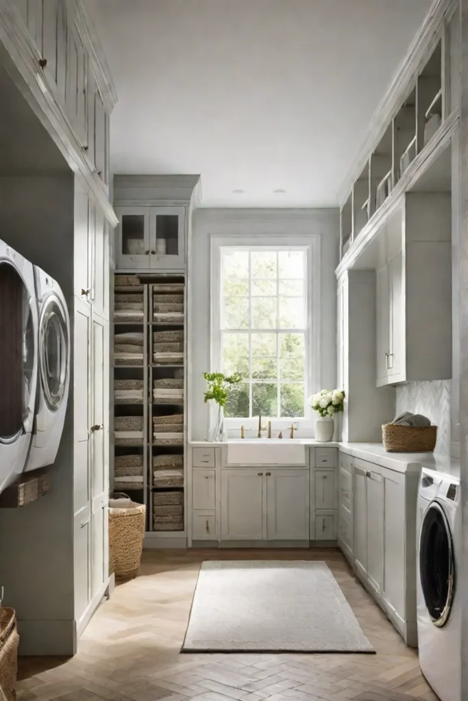 A futureproof laundry room layout featuring empty reserved space on a shelf_resized