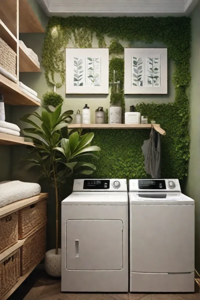 A serene laundry nook enhanced by aesthetic touches including a small gallery_resized