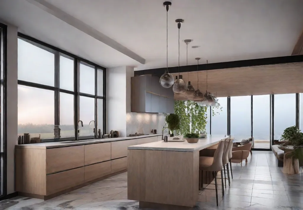 A sleek glass tile backsplash reflecting the soft glow of undercabinet lightingfeat