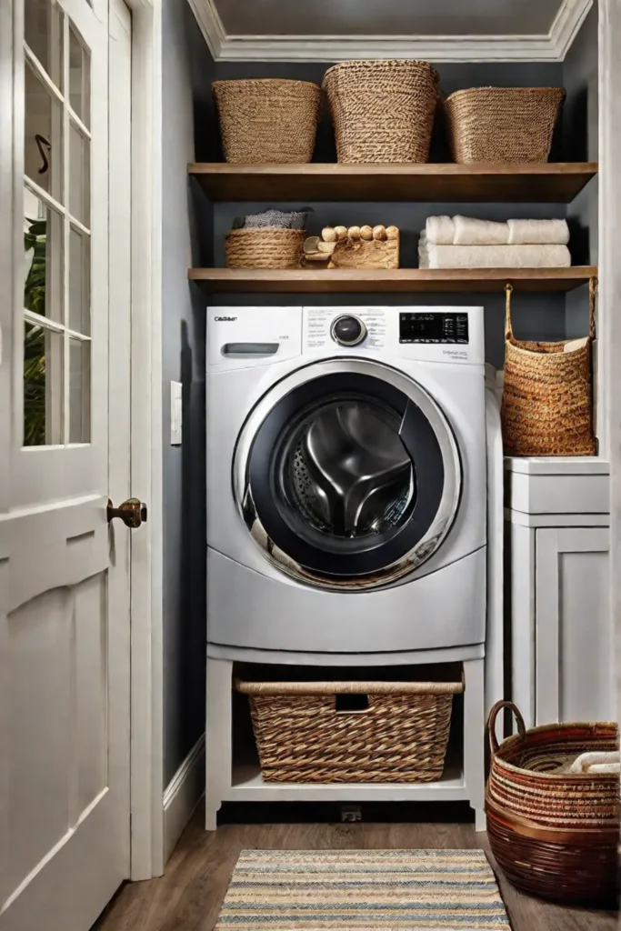 A small cozy corner of the laundry room adorned with motivational wall_resized