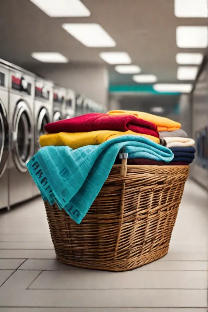 A vibrant colorcoded family laundry system showing baskets with colorcoordinated labels for_resized