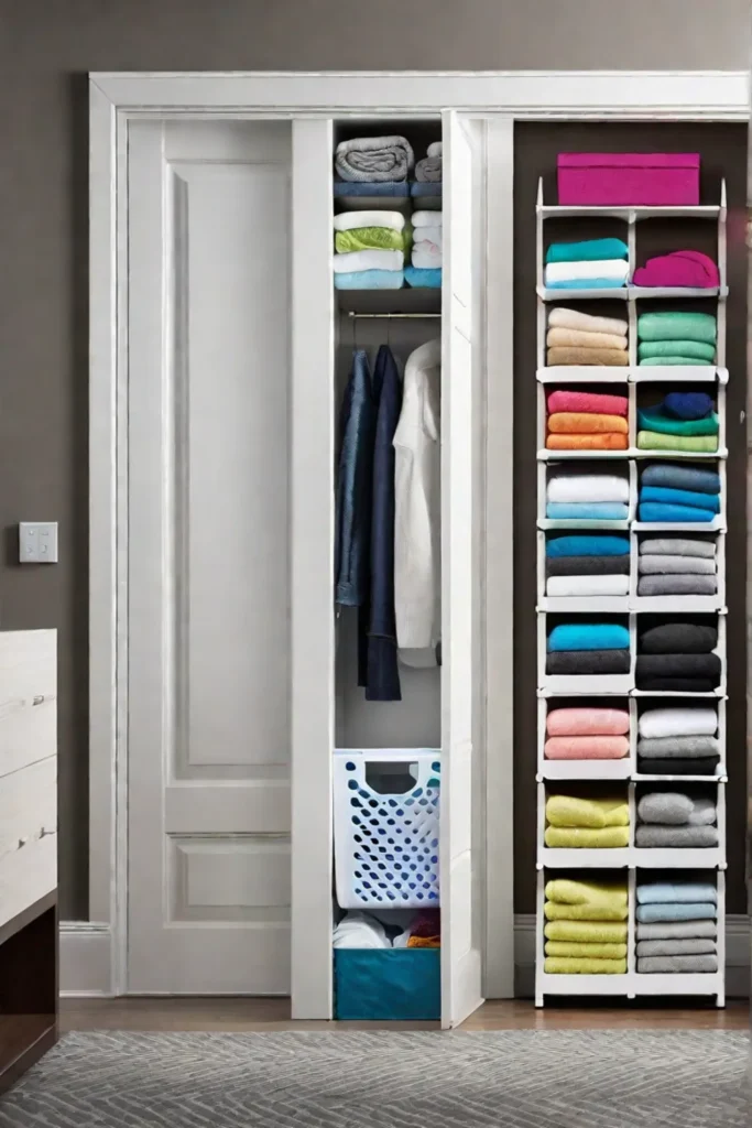 A vibrant overthedoor organizer filled with laundry essentials like socks lint rollers_resized