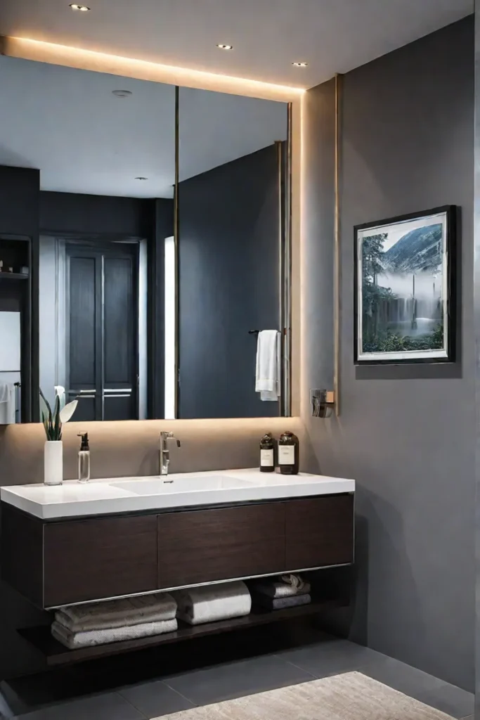 Adjustable lighting fixture over bathroom vanity