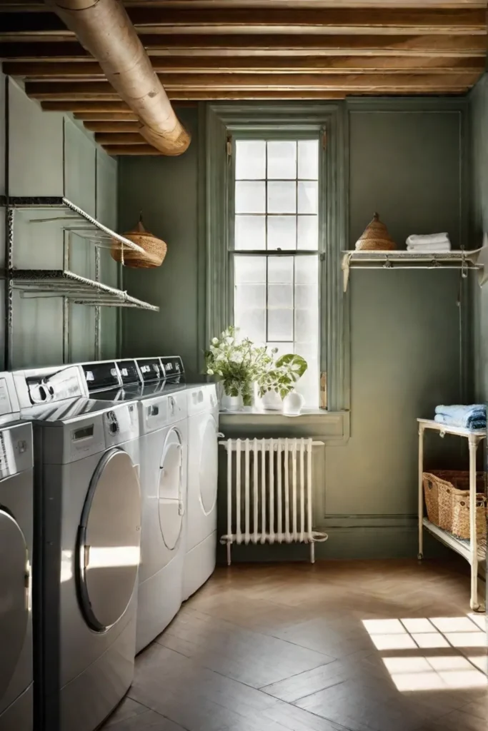 An image of an empty clean laundry room with freshly painted walls_resized