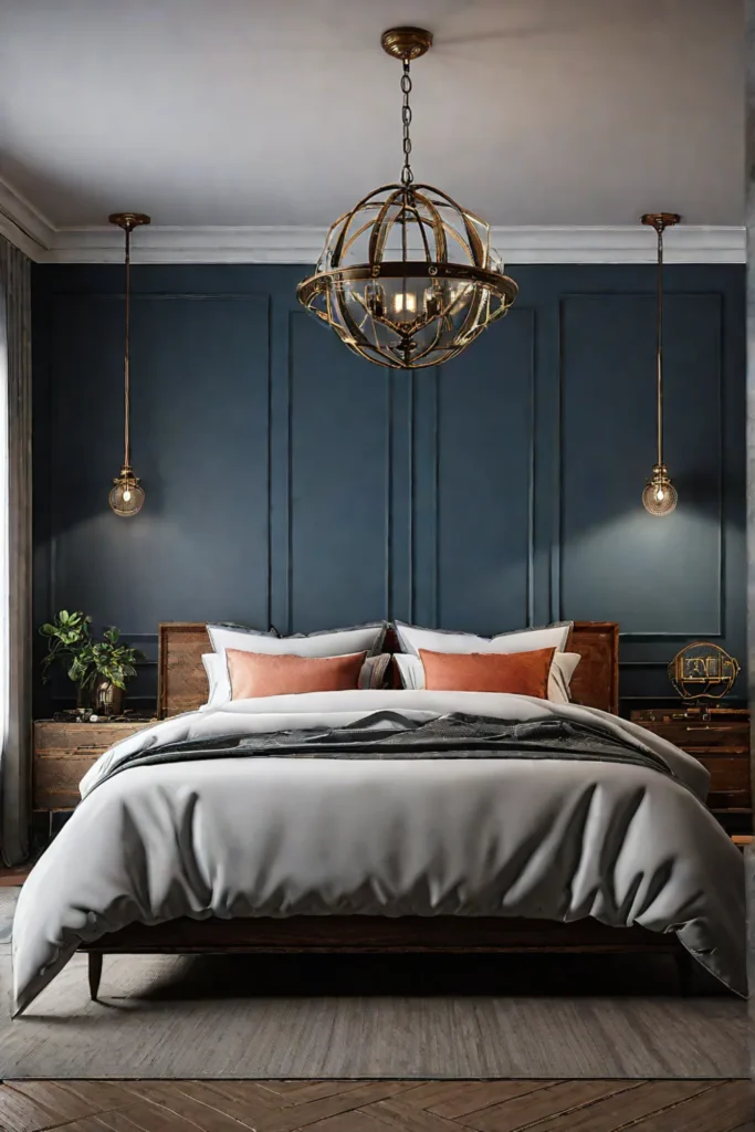 An industrialinspired bedroom with a focus on personalization incorporating DIY projects vintageinspired