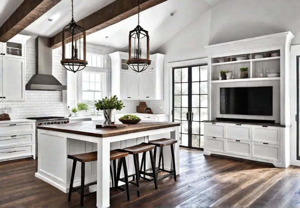 Bright and airy coastal kitchen with shiplap walls white cabinets and naturalfeat
