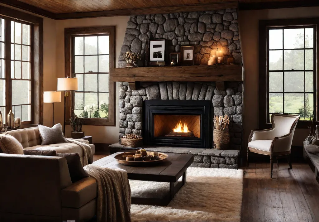 Cozy living room with warm neutral tones plush textiles and a rusticfeat