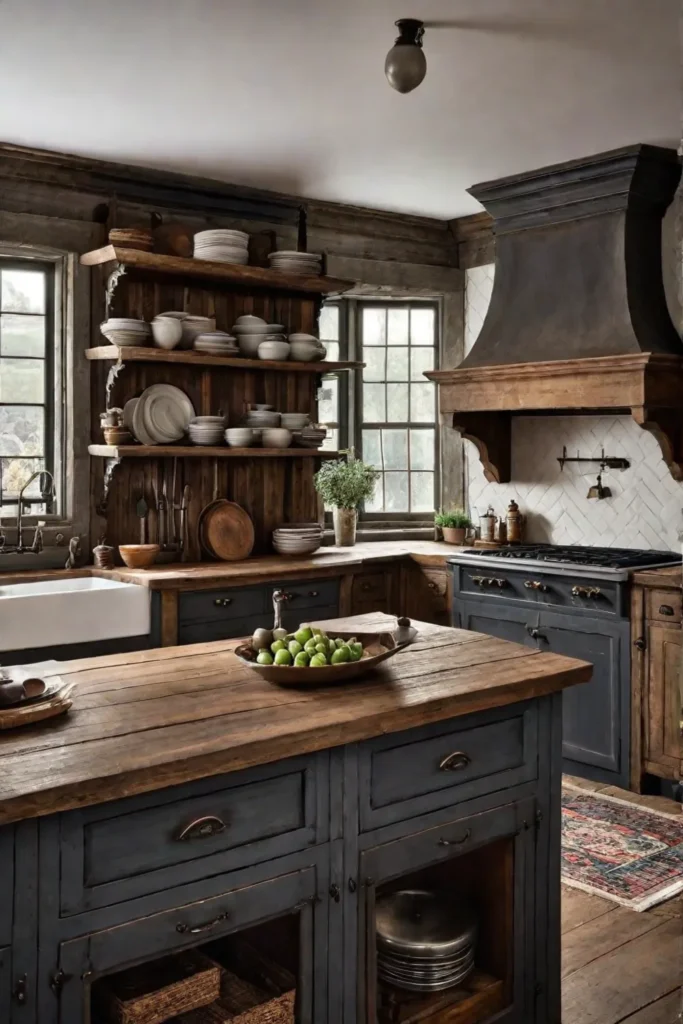 Distressed farmhouse kitchen cabinets