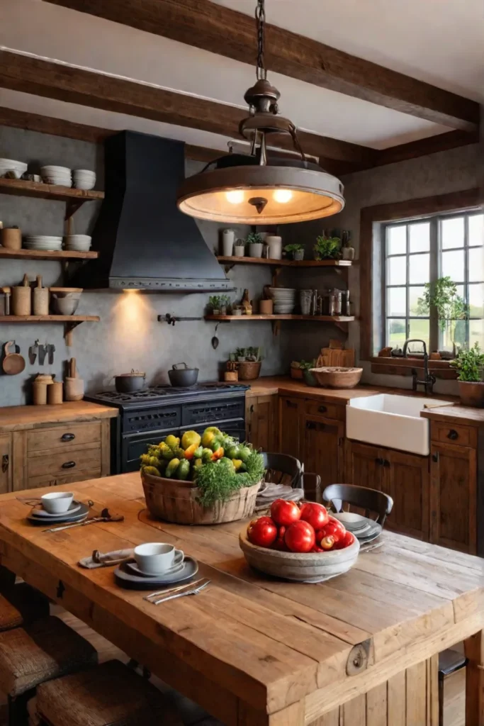 Farmhouse kitchen with a cozy and welcoming atmosphere
