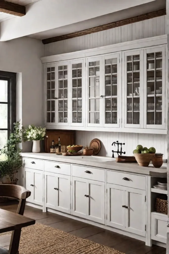 Farmhouse kitchen with mix of builtin and freestanding furniturelike cabinets