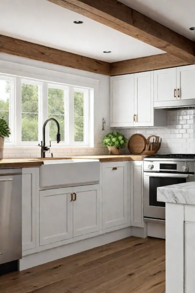 Farmhouse kitchen with white shaker cabinets