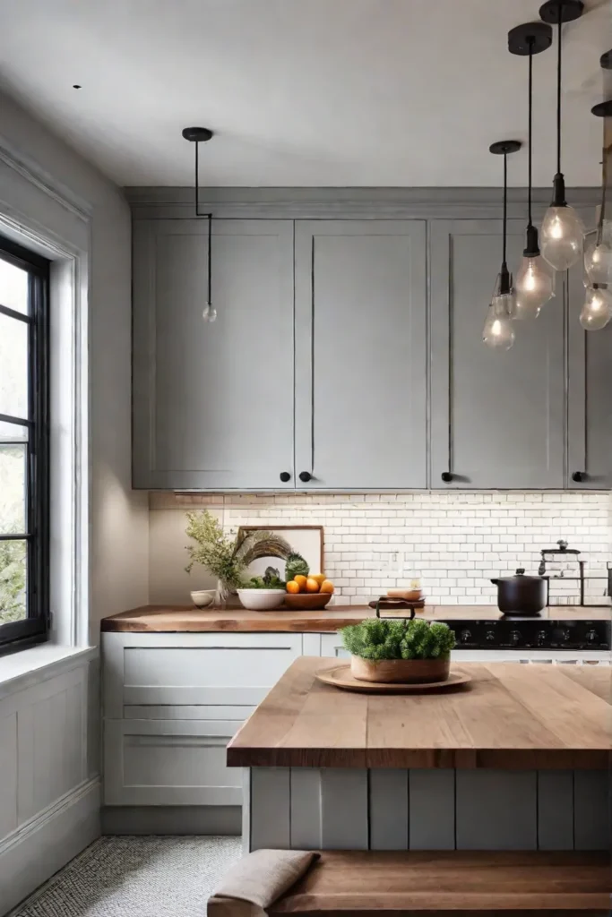 Minimalist shaker kitchen featuring clean lines with white cabinetry a simple subway