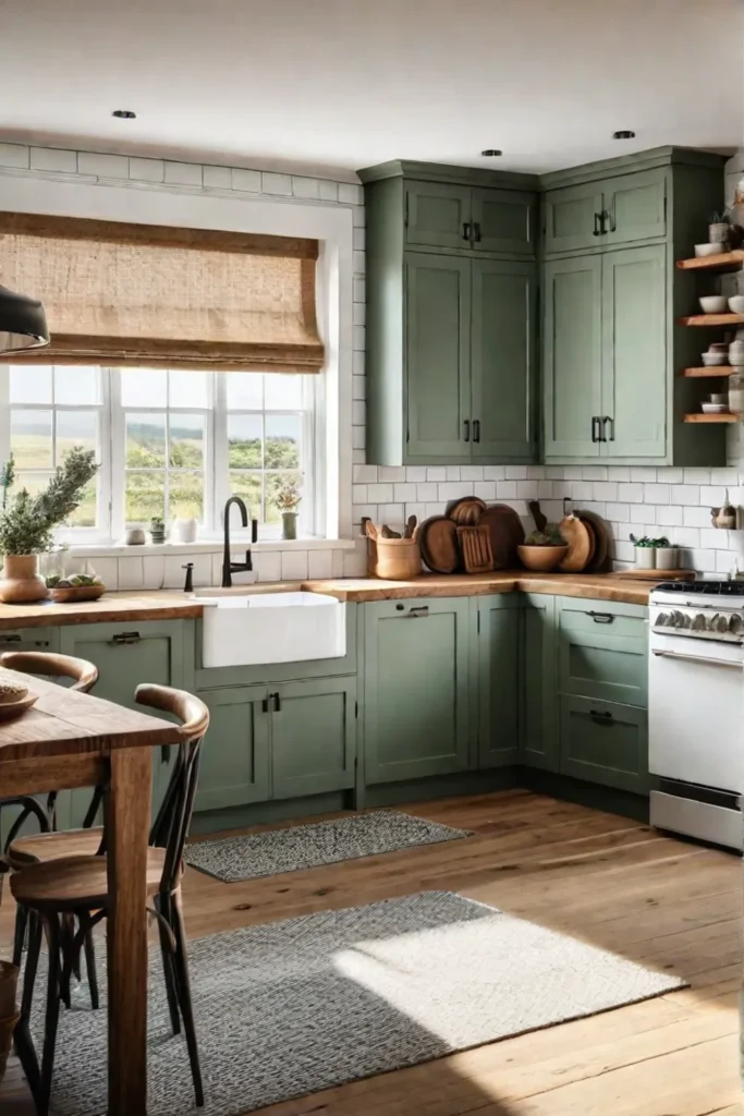 Sage green farmhouse kitchen