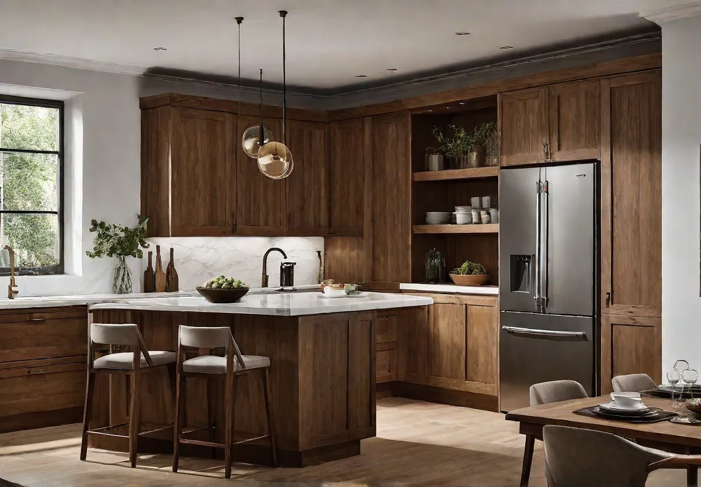 Wooden shakerstyle kitchen cabinets with simple clean lines and a natural woodfeat