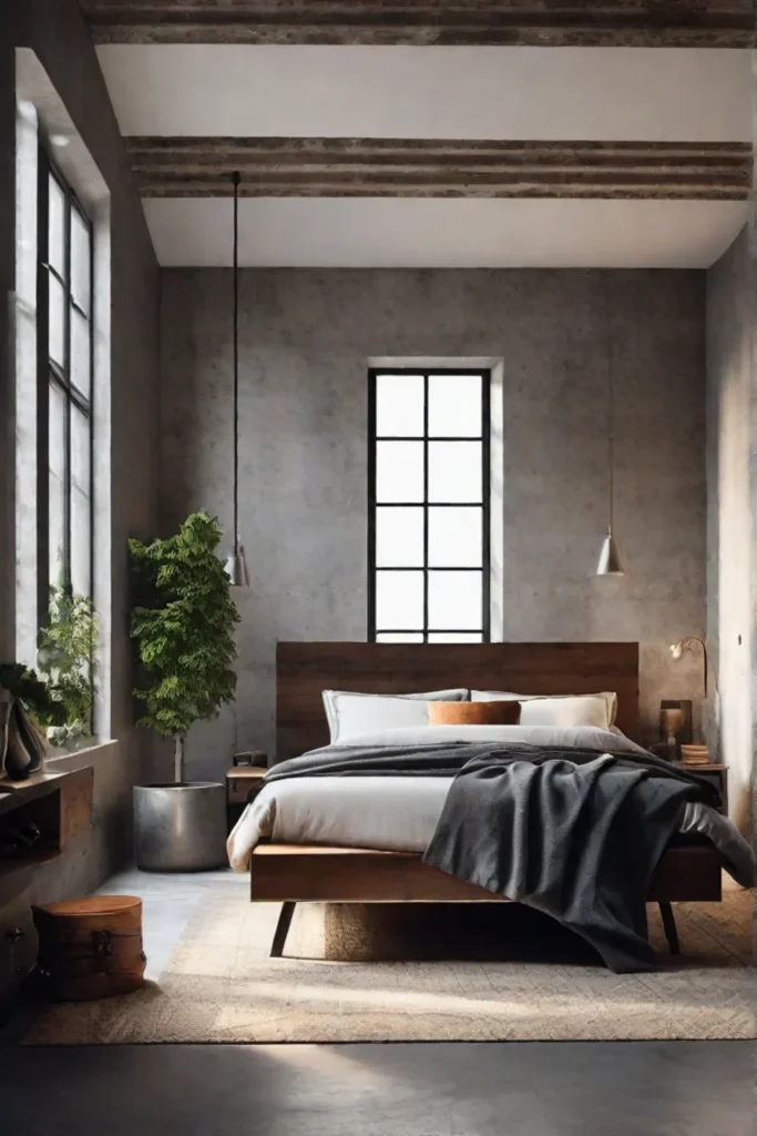 Workinprogress photo of an industrial bedroom transformation highlighting the contrast between raw