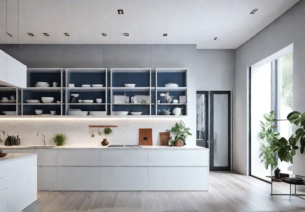 A bright and airy kitchen with white cabinets featuring matte paint andfeat