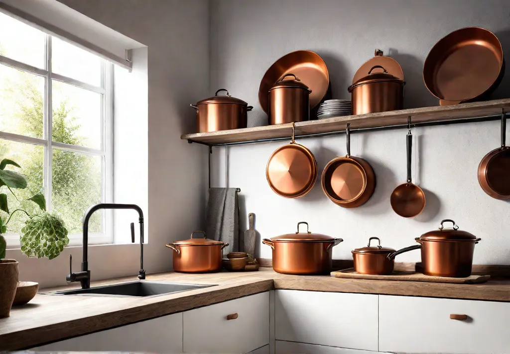 A kitchen bathed in warm sunlight with terracotta tiles and honeycolored woodenfeat